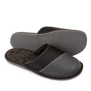 Herren-Hausschuhe aus echtem Leder warm gefüttert M-5026C – Bild 3