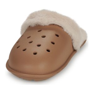 Crocs Men's Slippers Classic Fuzz Scuff in Beige - Image 3