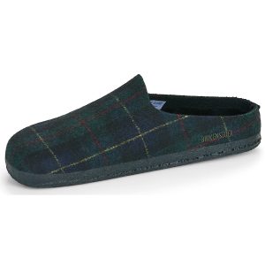 BIRKENSTOCK Men's Felt Slippers Amsterdam Wrapped / Dip / Shearling / / Navy / Plaid in Green - Image 4