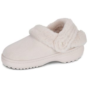 Crocs Women's Slippers Cl Unfurgtble Vegan Suede Clog in Beige - Image 4