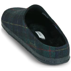 BIRKENSTOCK Men's Felt Slippers Amsterdam Wrapped / Dip / Shearling / / Navy / Plaid in Green - Image 5