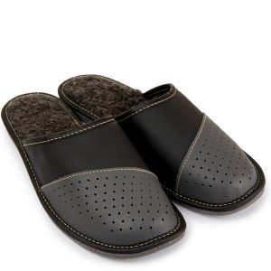 Herren-Hausschuhe aus echtem Leder warm gefüttert M-5026C – Bild 5